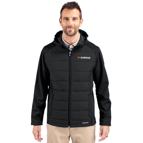 Cutter & Buck Evoke Hybrid Softshell Recycled Full Zip Mens Hooded Jacket