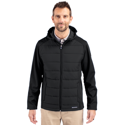 Cutter & Buck Evoke Hybrid Softshell Recycled Full Zip Mens Hooded Jacket